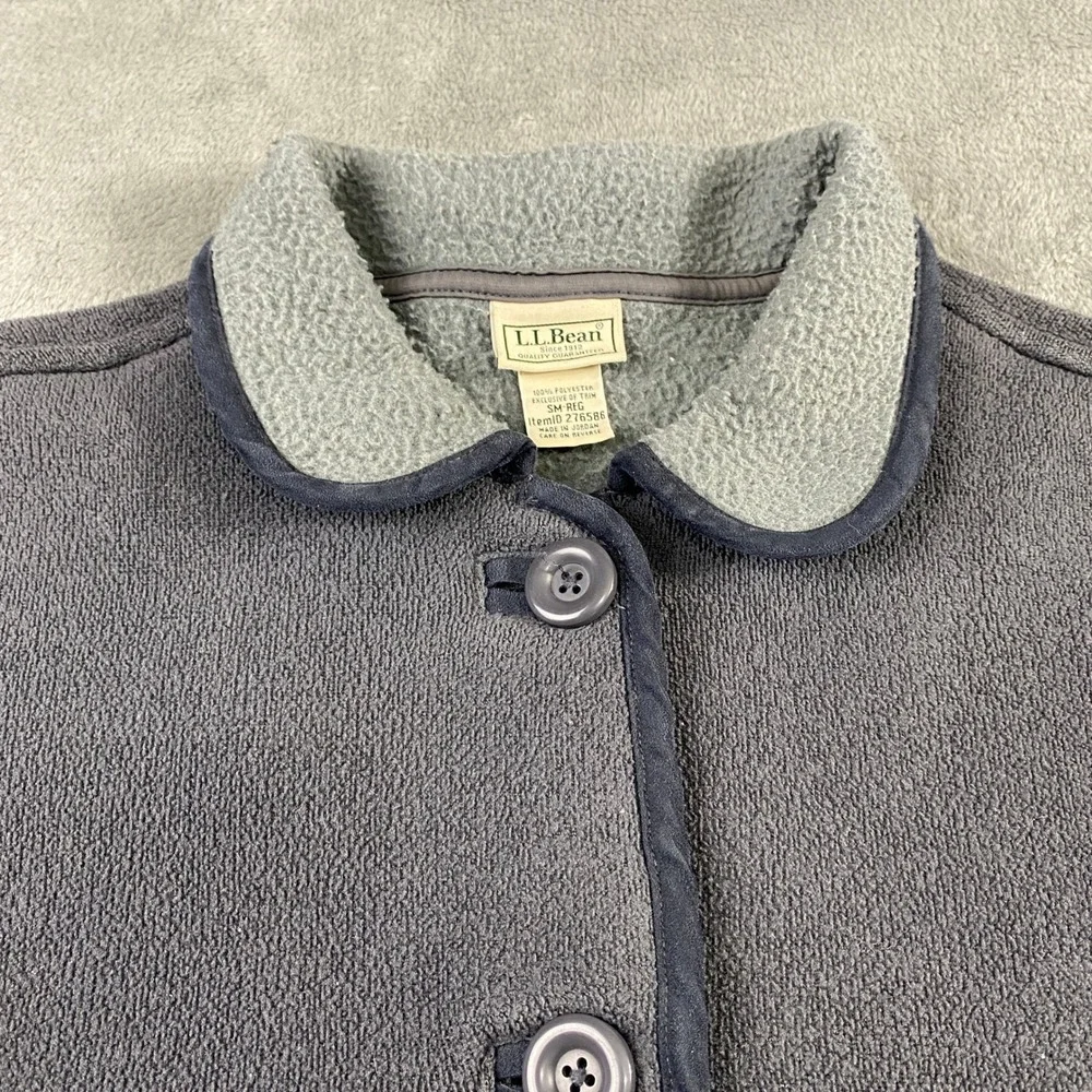 Vtg‎ LL Bean Jacket Womens SM Fleece Peter Pan Collar Pockets Button Front